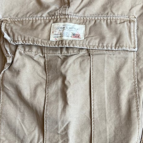 【Denim & Supply Ralph Lauren】 リップストップ カーゴパンツ 36×32 ベージュ