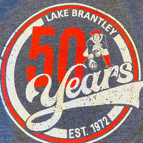 【GILDAN Lサイズ】LAKE BRANTLEY 50周年記念スウェット 1972年設立 パトリオット マスコット