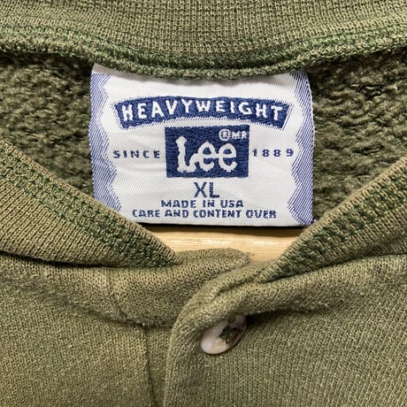 希少 90sUSA製【Lee】HEAVYWEIGHT　企業ロゴ刺繍　ヘンリーネックスウェット　XL