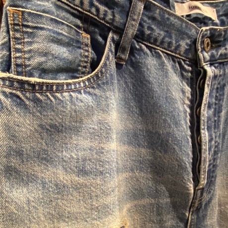 【JOHNBULL】ヴィンテージ加工 ダメージデニムパンツ M | クラッシュ & ブリーチ加工 21654