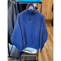 英国製 100%ブリティッシュウール ハーフジップ リブニット セーター ネイビー　【Made in UK】
