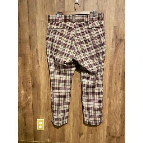 【古着】レトロ チェック柄 スラックス / トラウザーズ パンツ 秋冬 ツイード調 テーパード 赤 紺 ベージュ