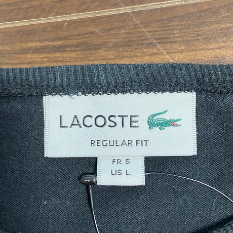 日本製【LACOSTE】 ワンポイントロゴ ポケットTシャツ ブラック L REGULAR FIT コットン100%