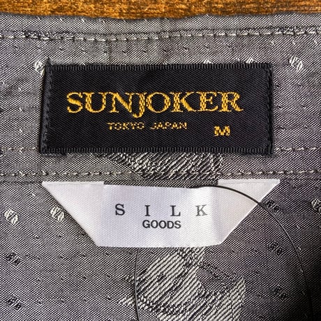 【SUNJOKER】 馬柄 総柄 シルクシャツ グレー系 M