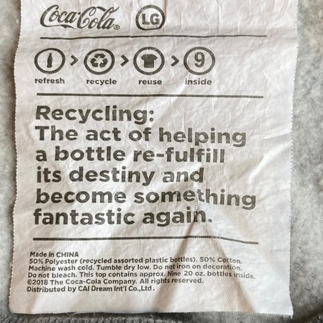 【コカ・コーラ】 公式ライセンス 刺繍スウェット L グレー リサイクル素材 エコ素材 サステナブル Coca-Cola ATLANTA