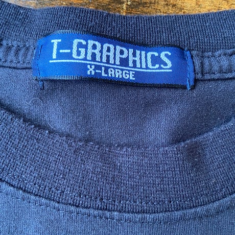 【T-GRAPHICS XL】レトロ 都会の風景 Tシャツ ニューヨーク風 ビッグプリント 濃紺/グレー メンズ マックハウス