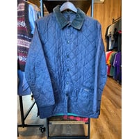 【Barbour】キルティングジャケット ネイビー コーデュロイ襟 リペアあり