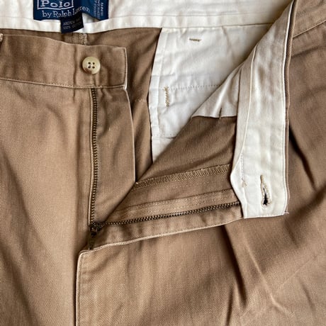 【Polo by Ralph Lauren】 ANDREW PANT 2タック コットン チノパンツ ブラウン 90s-00s メキシコ製 USA生地 [36×34]