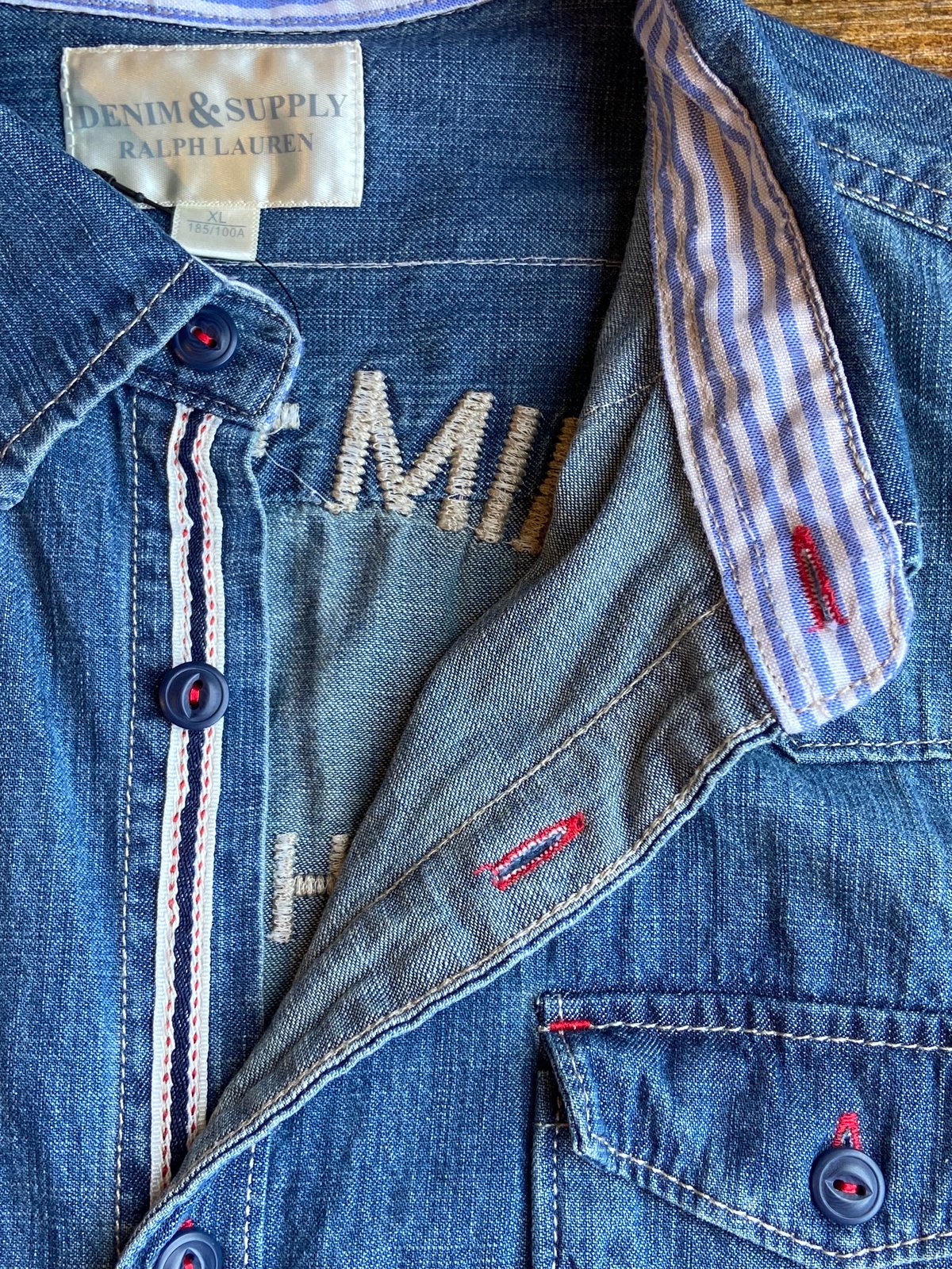 希少XL【DENIM & SUPPLY】 ラルフローレン バックロゴ刺繍 デニム