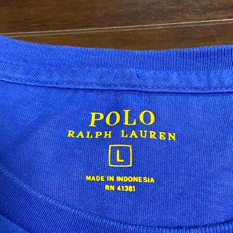【POLO RALPH LAUREN】 ポケットTシャツ Lサイズ  ロイヤルブルー × ピンクポニー コットン100%