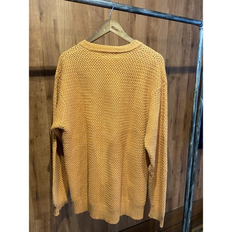 90s 【CHAPS Ralph Lauren】 コットンリネン ローゲージ編み ニットセーター オレンジ系 2L
