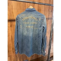 希少XL【DENIM & SUPPLY】 ラルフローレン バックロゴ刺繍 デニム ウエスタンシャツ アメカジ