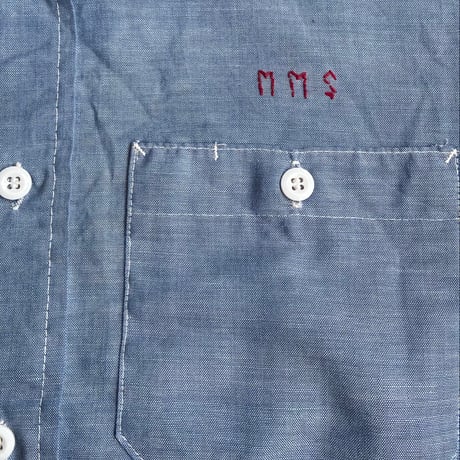 USA製【DEE CEE】 ヴィンテージ シャンブレーシャツ 背面ツタンカーメン刺繍  ブルー