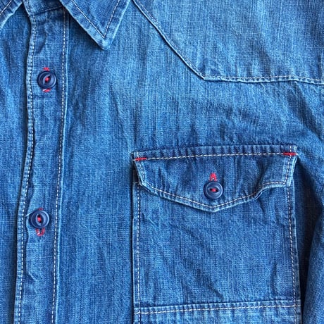 希少XL【DENIM & SUPPLY】 ラルフローレン バックロゴ刺繍 デニム ウエスタンシャツ アメカジ