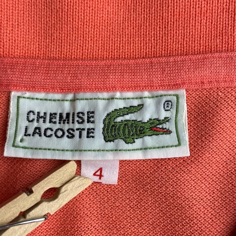 【CHEMISE LACOSTE】 ヴィンテージ ポロシャツ L1212 日本製 サーモンピンク サイズ4