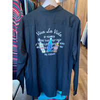 TRANS LAND URBANGARMENT　刺繍シャツLL　黒　ビール瓶柄　ビックシルエット