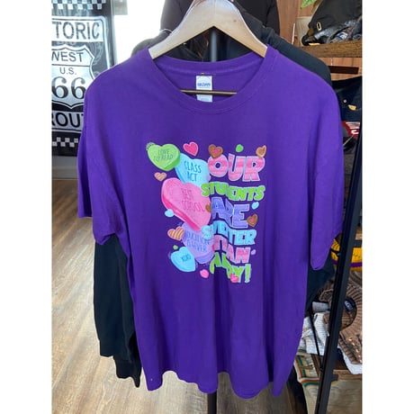 【Lake City Elementary School】 学校プリントTシャツ XL パープル GILDANボディ キャンディハーツ