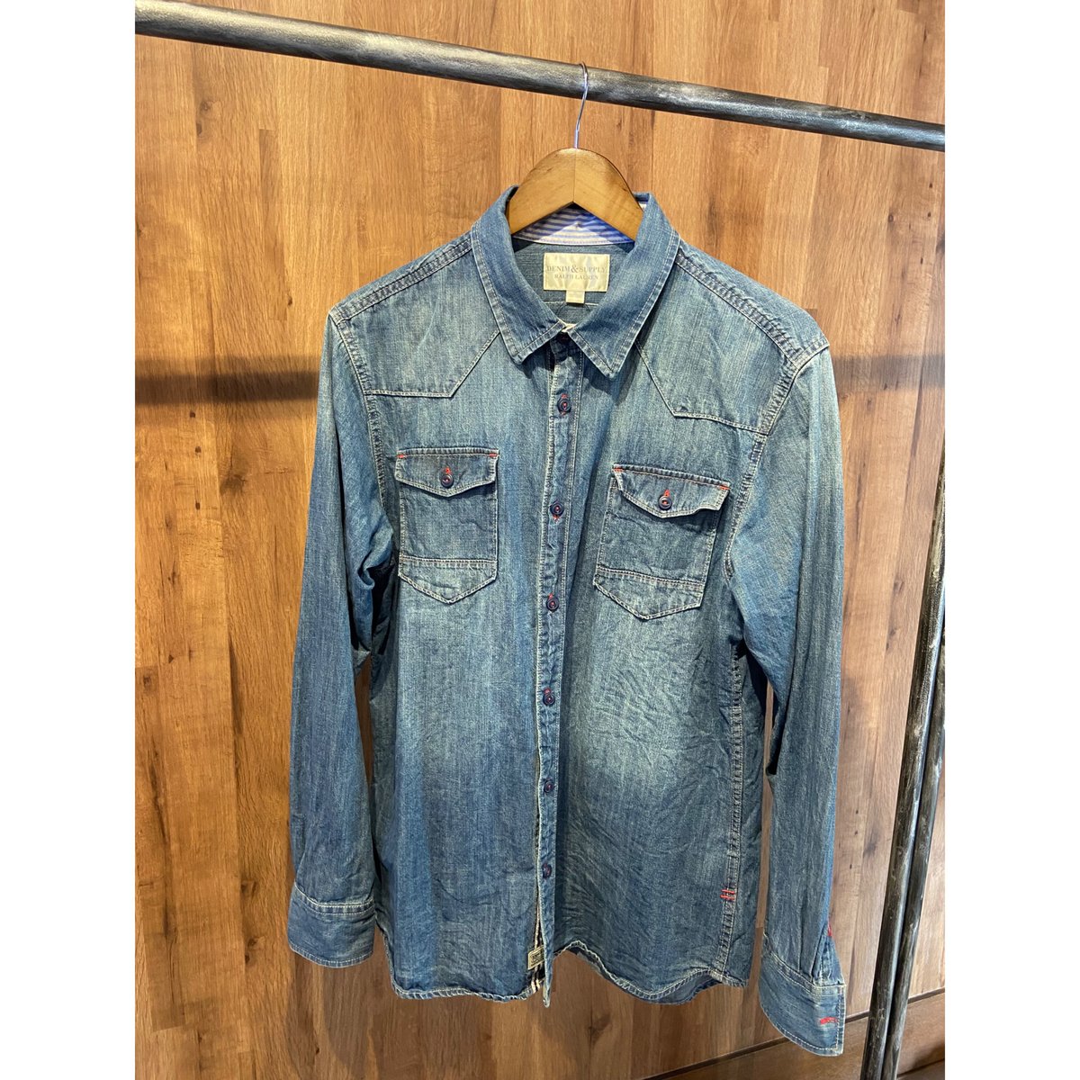 希少XL【DENIM & SUPPLY】 ラルフローレン バックロゴ刺繍 デニム