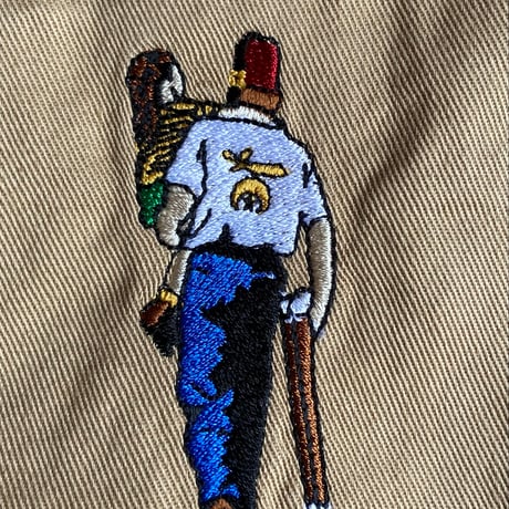 希少【SIERRA PACIFIC】 シュライナー 刺繍 コットン ワークシャツ L ベージュ エル・ジェベル メンバーズシャツ