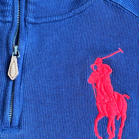 【Polo by Ralph Lauren】 ビッグポニー ハーフジップ スウェット ネイビー XL(18-20)