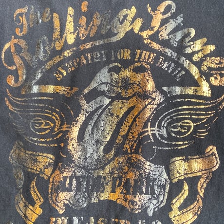 【The Rolling Stones】 1969ツアー Vネック ロングTシャツ L ブラック ゴールドプリント