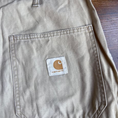 希少 日本製90s 【Carhartt】  ヘリンボーン ベイカーショーツ W30 ベージュ エドウィン製ヴィンテージ HBT ショートパンツ