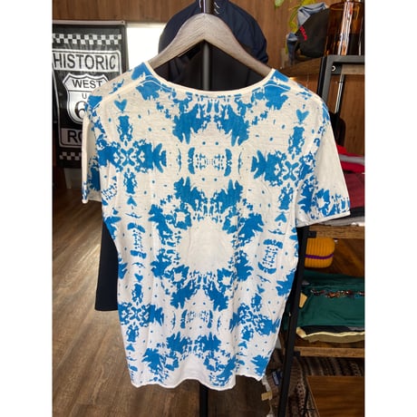 【SCOTCH & SODA】総柄 タイダイ風プリントTシャツ ホワイト × ブルー M