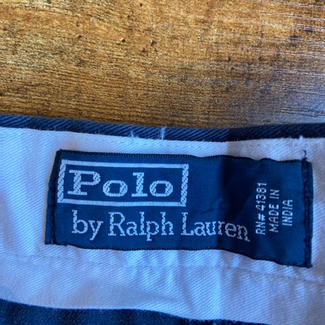 90s  【Polo by Ralph Lauren】 チノ ショートパンツ 紋章 エンブレム 総柄 刺繍 ネイビー W38