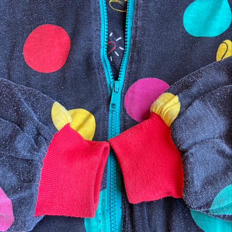 90's VINTAGE 【Walt Disney Co.】 ミッキーマウス 総柄 ドット スウェット ブルゾン マルチカラー