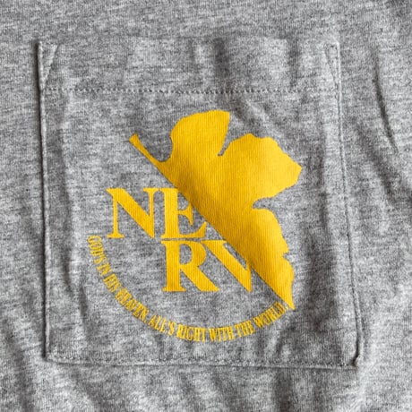【EVANGELION】 NERV ネルフ 零号機 ポケットTシャツ グレー メンズL