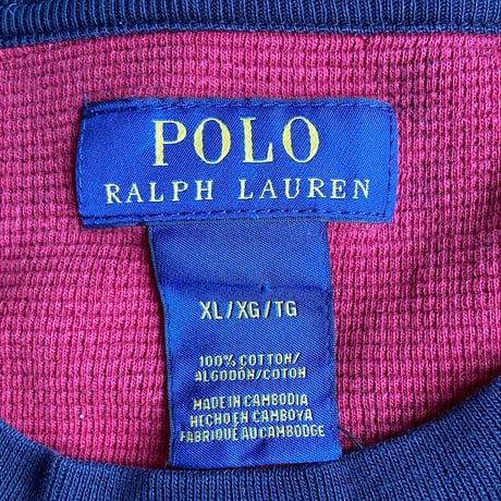 【POLO RALPH LAUREN】バッファローチェック ワッフル サーマル ロンT レッド×ブラック XL