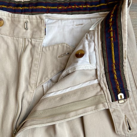 【GANT】ヴィンテージ風 2タック ワイドテーパード チノパンツ ベージュ W80