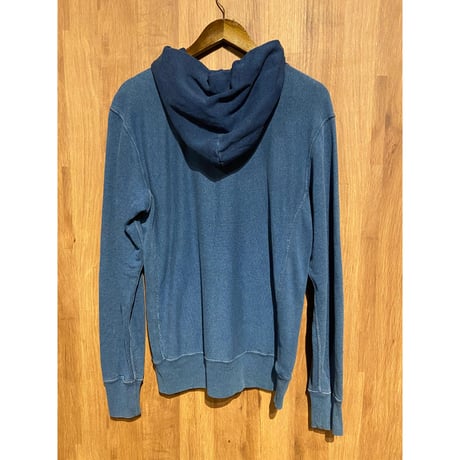【Champion】リバースウィーブ プルオーバーパーカー M デニム風スウェット 青