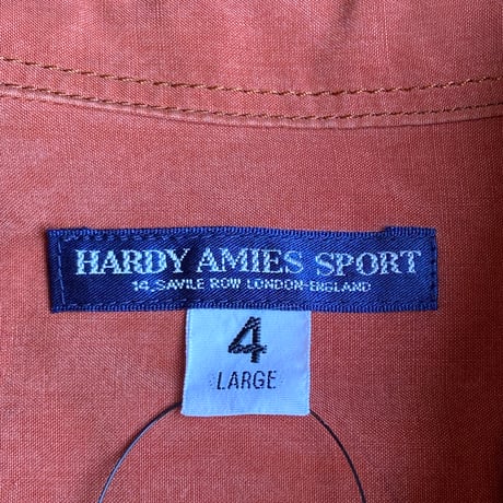 【HARDY AMIES SPORT】 テンセル 長袖シャツ LARGE テラコッタ オレンジ 90s 日本製