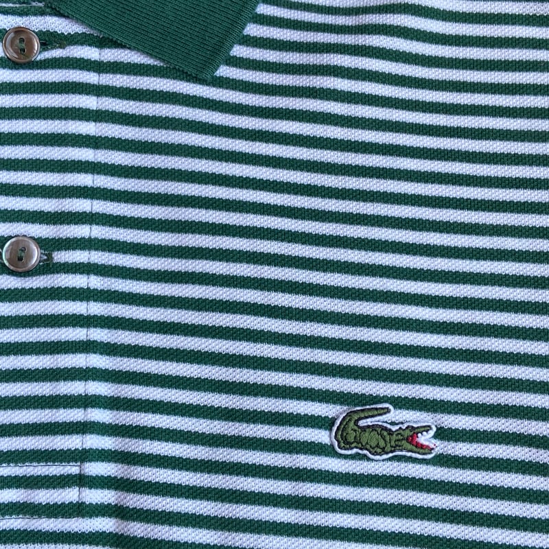 80s-90s【CHEMISE LACOSTE】文字ワニ 鹿の子 ボーダー ポロシャツ 4