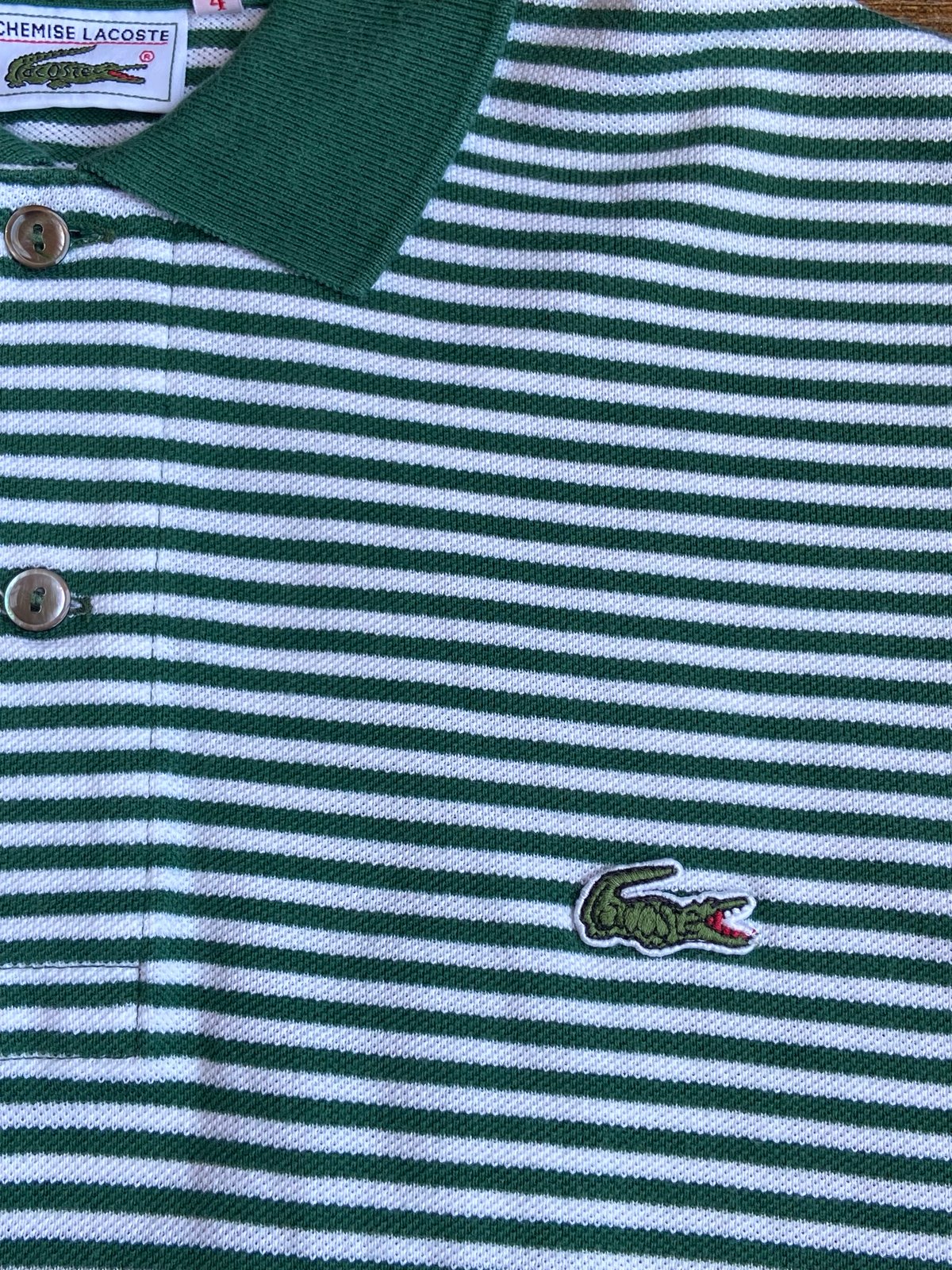 80s-90s【CHEMISE LACOSTE】文字ワニ 鹿の子 ボーダー ポロシャツ 4