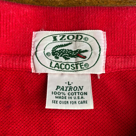 80s USA製【IZOD LACOSTE】 ヴィンテージ ポロシャツ レッド L 希少ダックテール