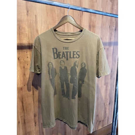 2013年製 【THE BEATLES】 フォトプリント Tシャツ オリーブブラウン XL [Apple Corps公式]