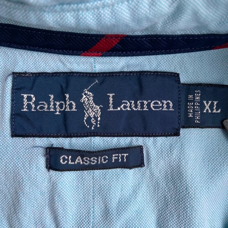 【Ralph Lauren】ボタンダウンシャツ XL 水色 オックスフォード CLASSIC FIT ポニー刺繍