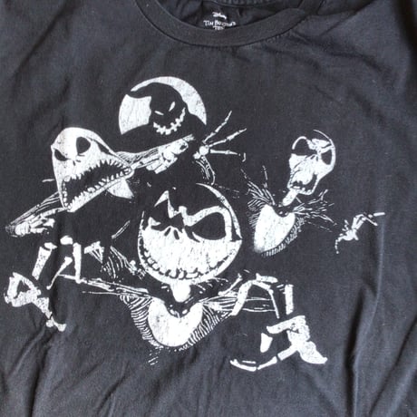 【Disney】 ナイトメアービフォアクリスマス キャラクターTシャツ メンズL ブラック ジャック ウギーブギー ハイチ製
