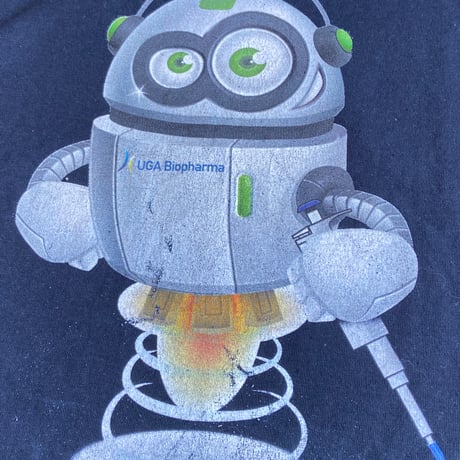 【UGA Biopharma】 理系 パロディTシャツ「LIKE A PIPETTING ROBOT」ネイビー M
