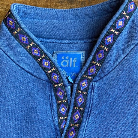 【alf / Made in USA】希少！チロリアンテープ スウェット L / 襟付き ドローコード