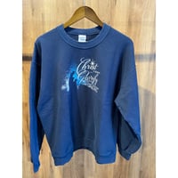 【GILDAN】 CHRIST IS BORN クリスマス メッセージプリント スウェット ネイビー L