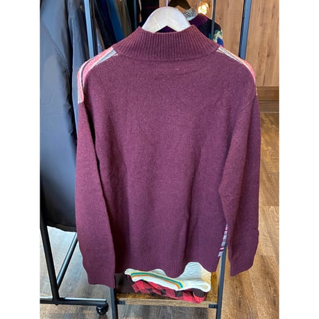 80's Vintage CHAPS RALPH LAUREN ウール ヘンリーネック ボーダーニット [Size:LL]