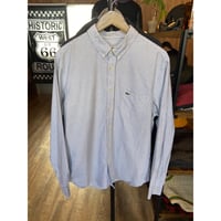 【LACOSTE】 ストライプ ボタンダウンシャツ ブルー×ホワイト レギュラーフィット FR 42 / US Lサイズ