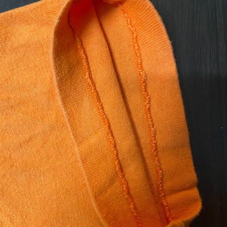 ヴィンテージ風ヘンリーネックTシャツ　シングルステッチ　オレンジ　M