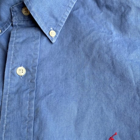 90s 【Polo Ralph Lauren】 BLAIRE ツイルコットン ボタンダウンシャツ ブルー L