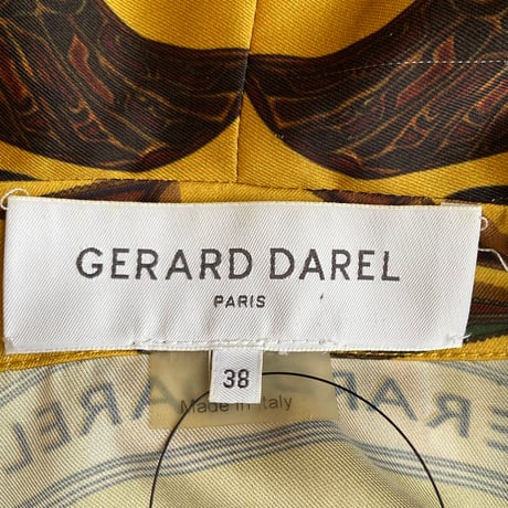 希少【GERARD DAREL PARIS】 総柄 シルクタッチ ジップアップパーカー ネイティブモチーフ 38サイズ イタリア製