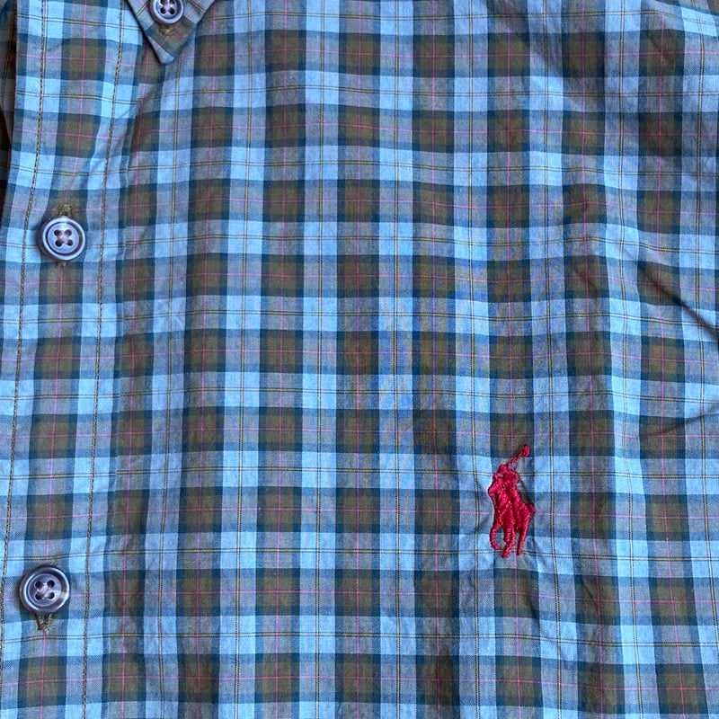 Ralph Lauren】 チェック柄 長袖ボタンダウンシャツ XL スリムフィット 