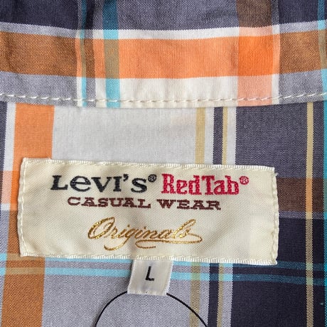 【Levi's】 ウエスタンシャツ チェック柄 スナップボタン オレンジ×ネイビー L